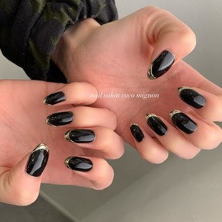 ［07］ネイルチップ フレンチネイル ブラック ゴールドミラー ミラーフレンチ カラーが選べるゴールドミラーマグネットフレンチネイルチップ