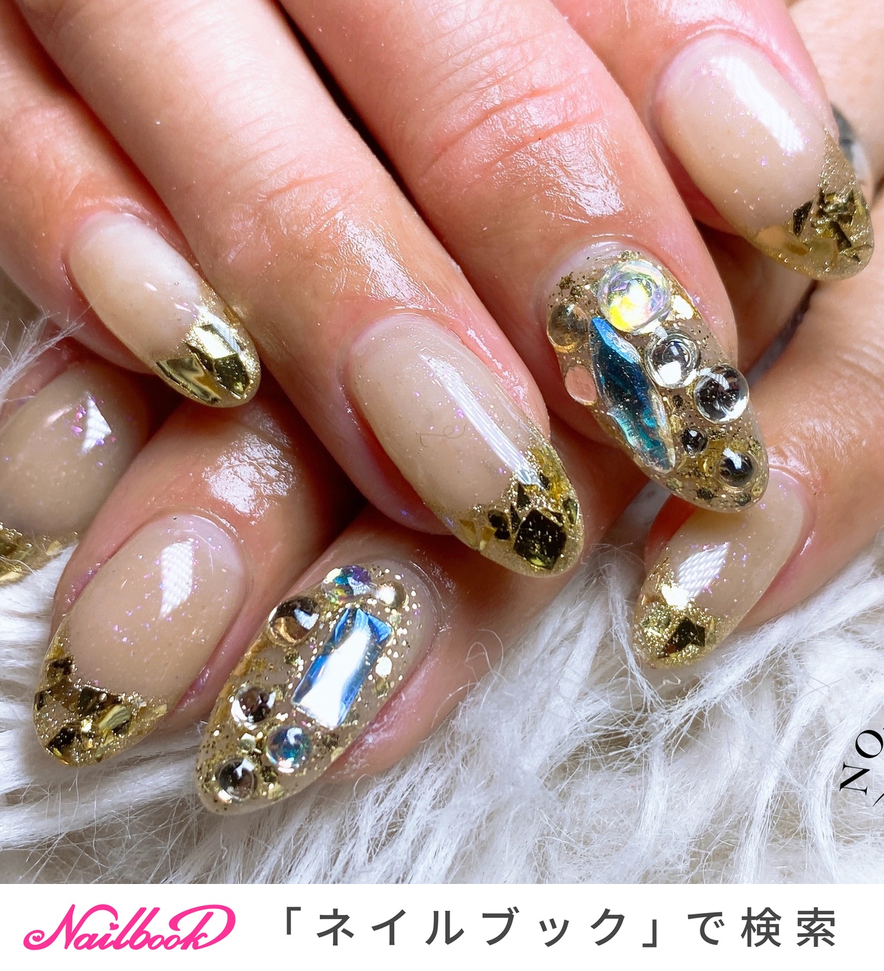 05))バタフライネイル フレンチガーリー ミラー 埋めつくし ブライダル