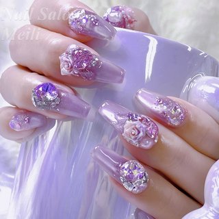 パープル 薔薇 ネイルパーツ 28個 ネイルパーツ メタルパーツ 薔薇 フラワー 透明の薔薇 クリア