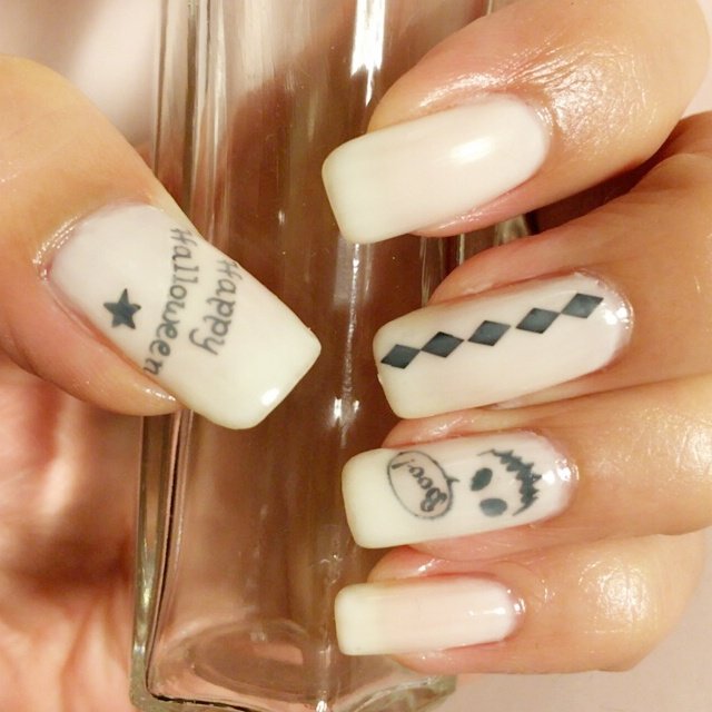 ハロウィン ハンド ワンカラー マット ホワイト A Ka のネイルデザイン No ネイルブック