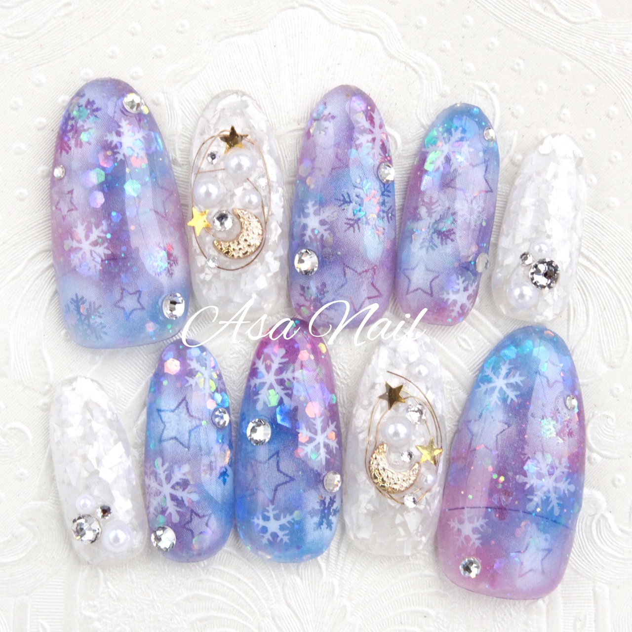 冬 デート ハンド くりぬき 星 Nailshop Asanailのネイルデザイン No ネイルブック