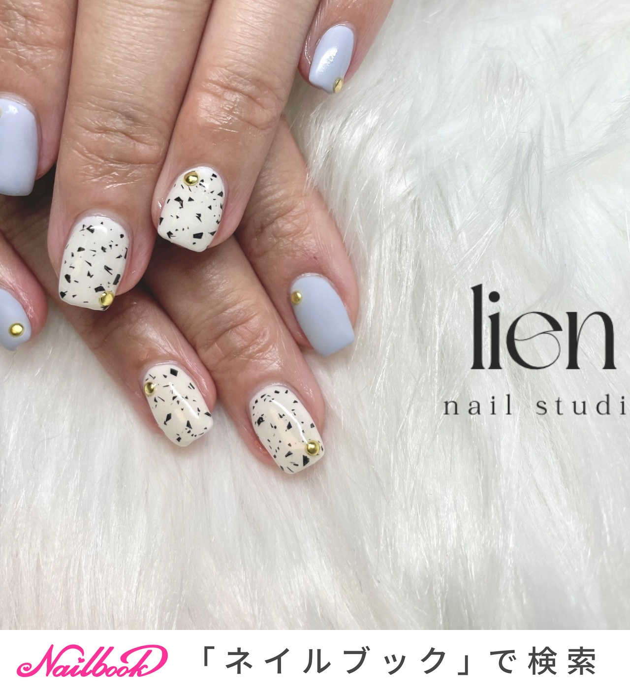 ネイルチップNo.9 うずらネイル ブラウン ホワイト ゴールド 