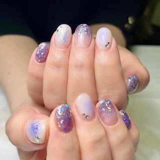 ネイルチップNo.2 マグネットネイル ちゅるちゅるネイル パープル 
