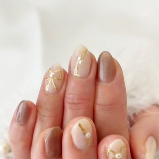 送料無料【Order No.22】ニュアンスネイル ダークブラウン 大人ネイル 