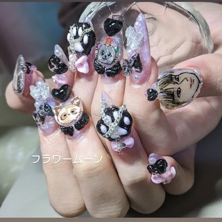 マーブル 水色×ピンク 肉球猫 ネイルパーツ 8個 マーブル 水色×ピンク 肉球猫 ネイルパーツ 8個（ロング/#肉球