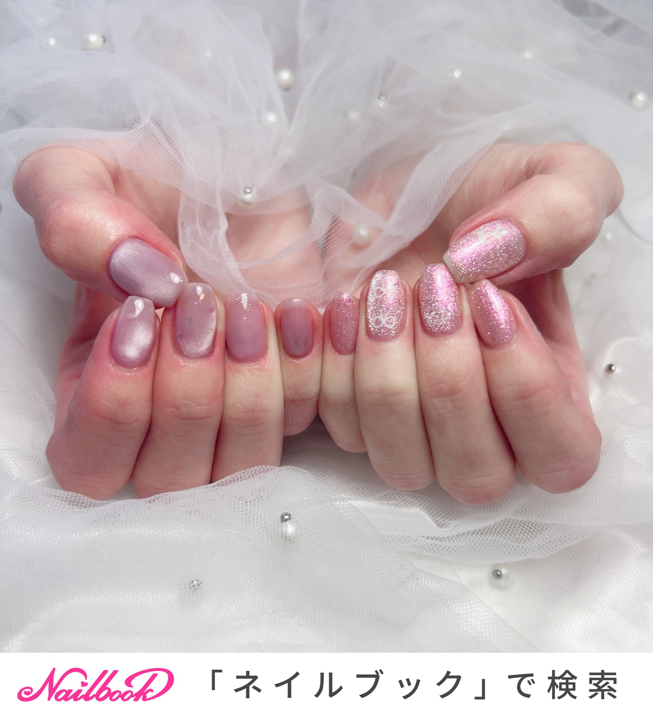 手が綺麗に見えるネイル/春/ハンド/ハート/マグネット - Mayuのネイル