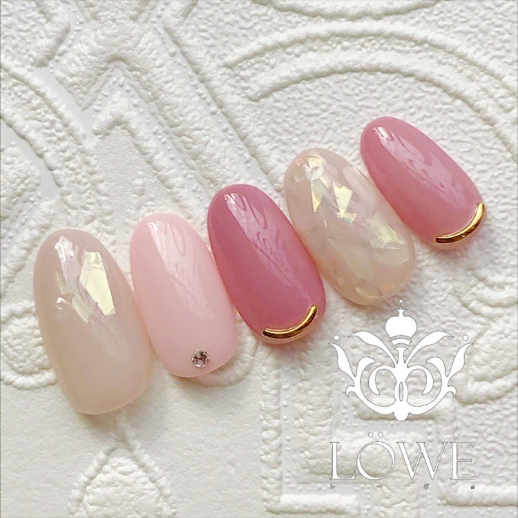 オールシーズン オフィス ハンド オーロラ ピンク Nail Salon Lowe Tat岡山店 のネイルデザイン No ネイル ブック