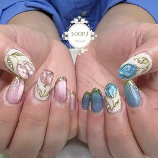 おすすめ順｜ブルー(青)/＃チューリップネイルのネイルデザイン 