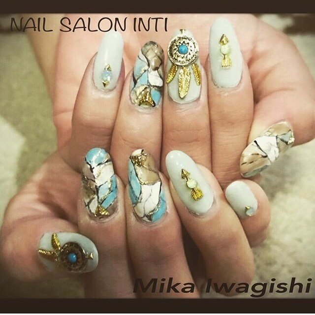 秋 オールシーズン 旅行 ハンド エスニック Nailsalon Inti 岩岸美華 のネイルデザイン No ネイルブック