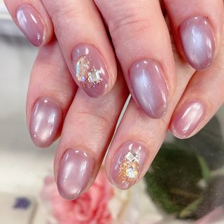 ネイル ネイルチップオーダー ニュアンス マグネット シェル チェーン 推し