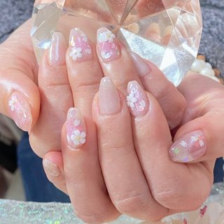 ネイルチップ オーダー チーク マグネット フレンチ 春 ワンホン 桜 ぷっくり No.37】チーク×マグネット♡フレンチ キラキラ ワンホン ネイル