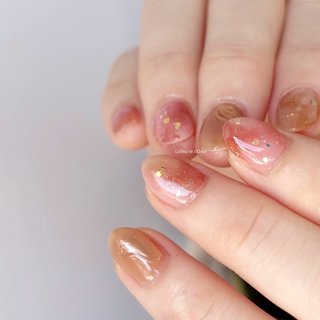 オーダー】ネイルチップマーブル水彩ネイル韓国ワンホンキラキラ