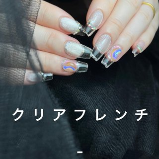 ［16］ネイルチップ クリアフレンチ オーロラネイル 大人 個性派 シンプル 16］ネイルチップ クリアフレンチ オーロラネイル 大人 個性派