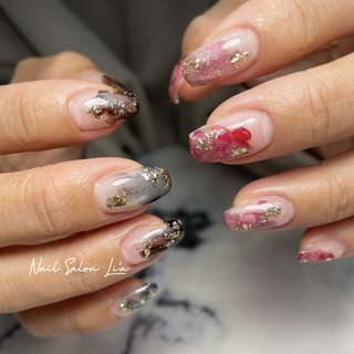インクニュアンス♡♡ #インクネイル#ニュアンスネイル#ピンクネイル#ブラウンネイル#ラメネイル #オールシーズン #ハンド #ニュアンス #ミディアム #スクエア #クリア #ピンク #ブラウン #ジェルネイル #お客様 #SHIHO #ネイルブック