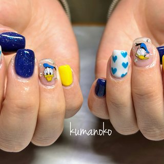 ドナルドダック🐣⚓️ ┈┈┈┈┈┈┈┈┈┈
#kumanoko #kumanokonail 
 #可児市ネイル #可児市ネイルサロン 
#多治見ネイル #美濃加茂ネイル #自宅ネイル #パラジェルネイル #パラジェル #パラジェル登録サロン #プリジェル #自爪を削らないジェル #nail #ジェルネイル #ネイル #プライベートネイルサロン#ドナルドネイル #ドナルドダックネイル #ディズニーネイル #ディズニー #シール #ハートネイル #手描きアート 
┈┈┈┈┈┈┈┈┈┈ #オールシーズン #ハンド #ハート #ショート #スクエア #ホワイト #イエロー #ブルー #ジェルネイル #お客様 #ayana #ネイルブック