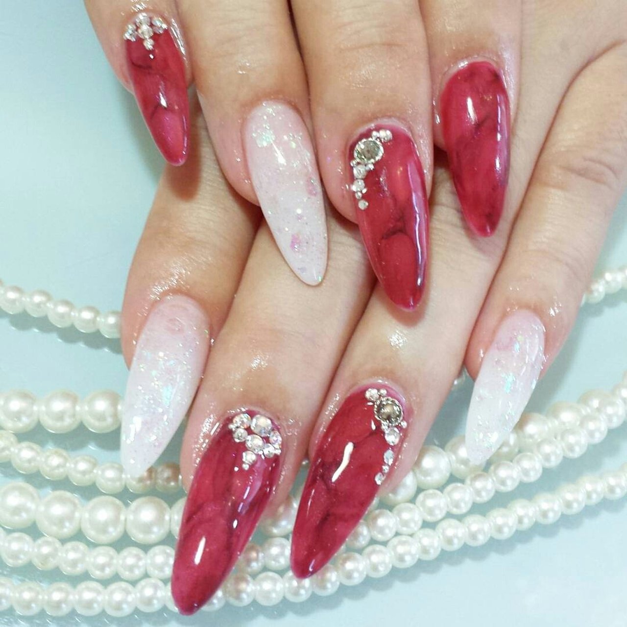 夏 秋 大理石 ロング スカルプチュア Lilasnail Ayaのネイルデザイン No ネイルブック