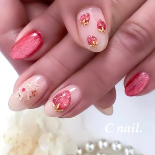 ☆A-360☆ジェルネイルチップ 大人フラワーのナチュラルネイル  