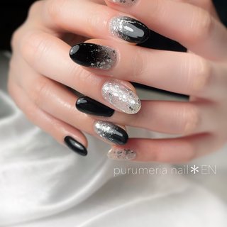 成人式/ブラック/シルバーのネイルデザイン｜ネイルブック