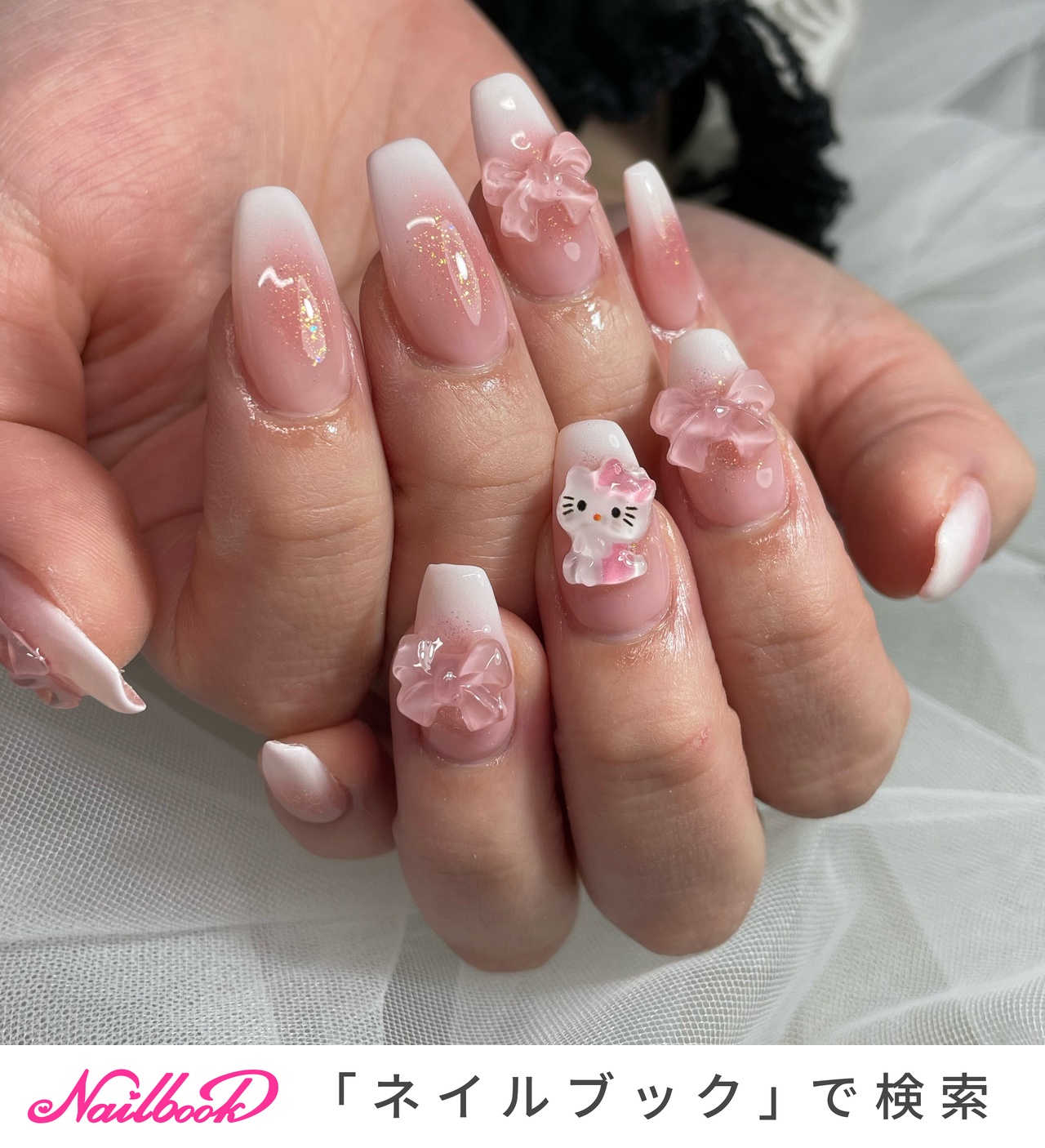 ネイルチップ ワンホン 薔薇 リボン ちゅるん ネイルチップ ワンホン 薔薇 リボン ちゅるん 薔薇 ネイル ネイル