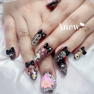 ネイルチップオーダーフレンチガーリー中華韓国ちゅるんワンホン蝶々