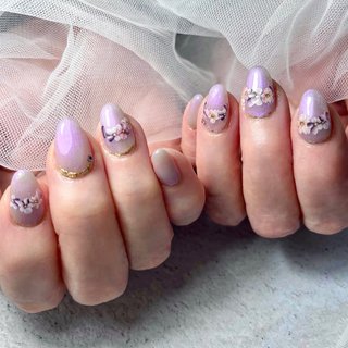 オーダーネイルチップ ニュアンスぷっくりミラーフレンチ