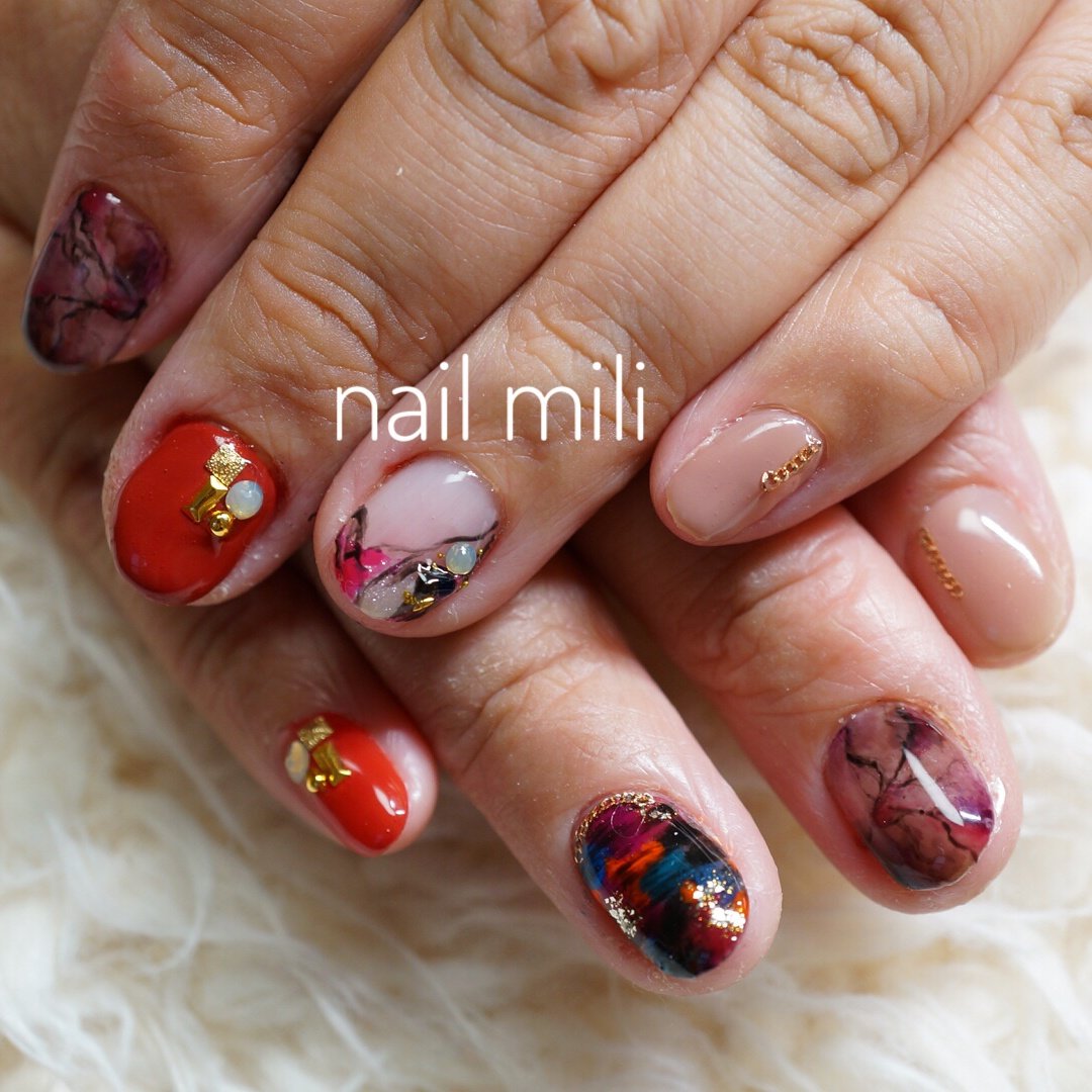 冬 女子会 ハンド 変形フレンチ ワンカラー Nail Miliのネイルデザイン No ネイルブック