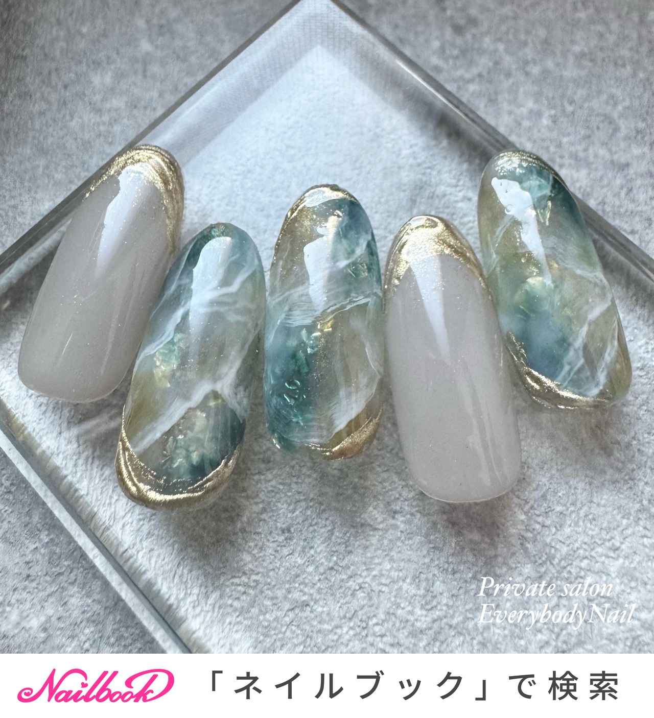春/ハンド/ミラー/天然石/ミディアム - 〜EverybodyNail