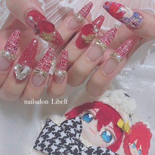 ツイード/レッド/#オタクネイルのネイルデザイン｜ネイルブック