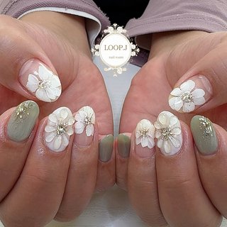 ネイルチップ ぷっくりフラワー マグネット ラメ ゴールド