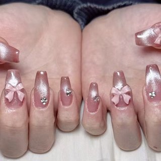 ネイルチップ オーダー キルティング 3d ピンク マグネット 韓国