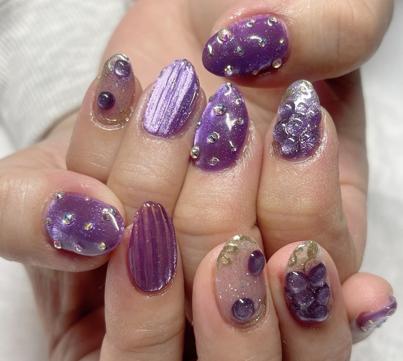 ハンド/フルーツ/マグネット/ぷっくり/パープル - chappy1115のネイル