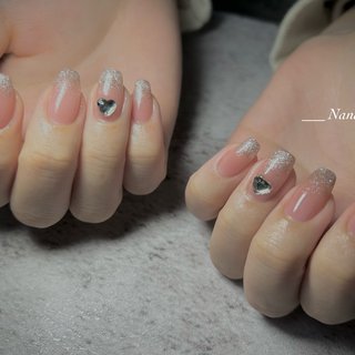 ネイルチップ韓国ちゅるん中華ワンホイルシンプルグラデハート