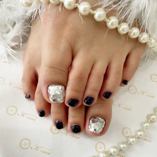 #フット #ジェルネイル #お客様 #ワンカラー #ラメ #ホログラムネイル #キラキラ #春 #パーティー #デート #女子会 #フット #ホログラム #ラメ #ワンカラー #キラキラ #ショート #スクエア #ネイビー #シルバー #ジェルネイル #お客様 #K_sui #ネイルブック