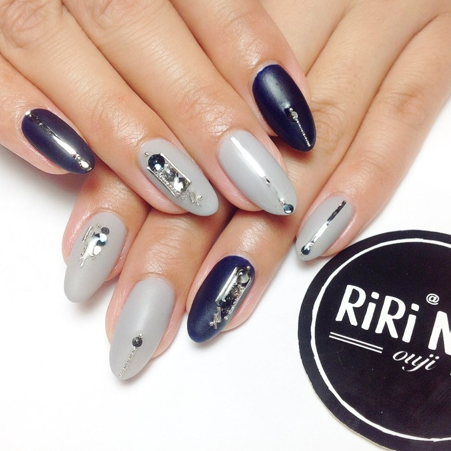 秋 冬 ハンド マット ネイビー Riri Nailのネイルデザイン No ネイルブック