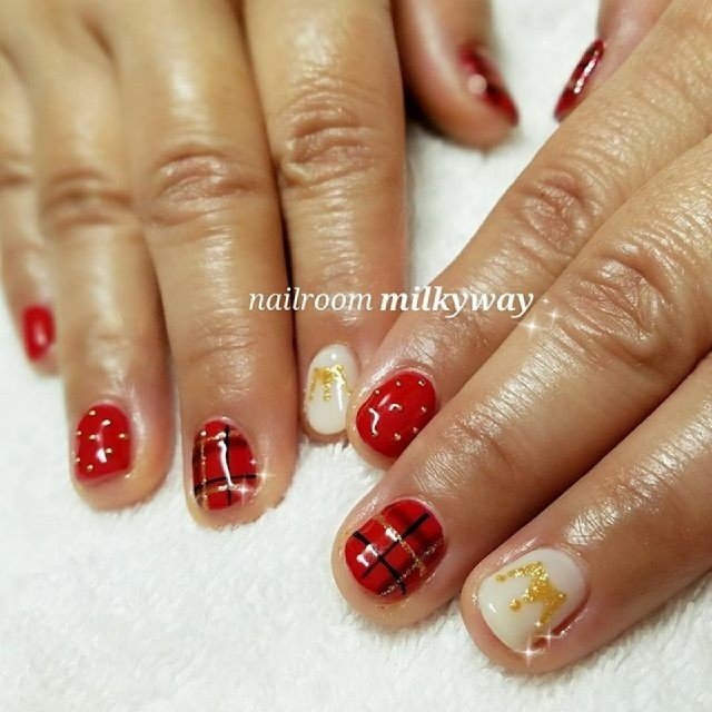 秋 冬 ハンド チェック ショート Nailroommilkywayのネイルデザイン No ネイルブック