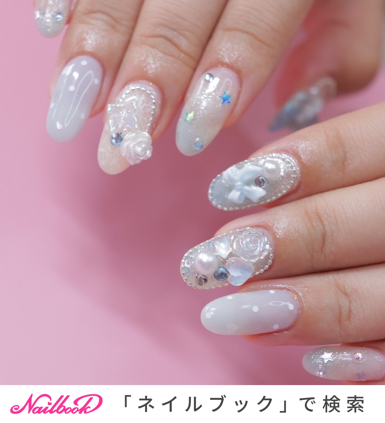 現品ネイルチップ 冬ネイル 蝶々ネイル ホワイトネイル クリスマス