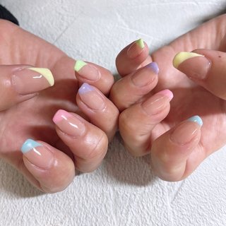 #手が綺麗に見えるネイル #春 #デート #女子会 #ハンド #フレンチ #変形フレンチ #ワンカラー #ロング #スクエア #ベージュ #カラフル #ジェルネイル #お客様 #bambi_1127 #ネイルブック