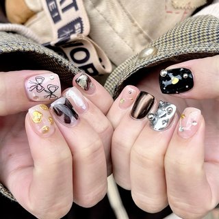 #ニュアンス#ジェルネイル #シルバー #お客様 #個性派ネイル #海外ネイル #ブラウン #秋 #ライブ #パーティー #イースター #ハンド #水彩 #ニュアンス #キラキラ #個性派 #ミディアム #スクエア #ブラウン #ブラック #シルバー #ジェルネイル #お客様 #Lily_OPELIA NAIL #ネイルブック