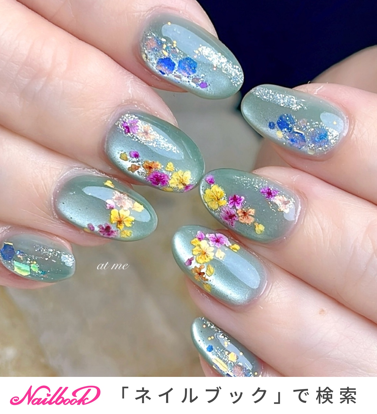 ♡ドライフラワーで春ネイル♡ネイルチップ　ハンドメイド 大人上品なドライフラワーネイル/フラワーネイル/春ネイル