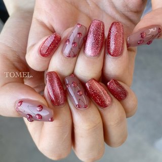 赤ピンク ラメ いちご さくらんぼ ネイルパーツ 8個 20230411113649_1_1.jpg