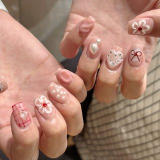  #春 #夏 #秋 #冬 #ハンド #ニュアンス #ミディアム #スクエア #ピンク #ジェルネイル #Y nail!! 4753 #ネイルブック