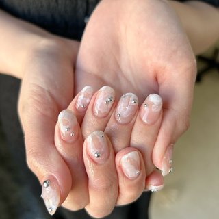 シルバー(銀)/#モヤモヤネイルのネイルデザイン｜ネイルブック