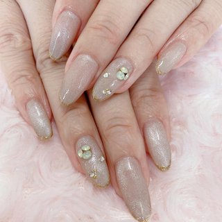 ディズニー ニュアンス マグネットネイル ブライダル フレンチガーリー