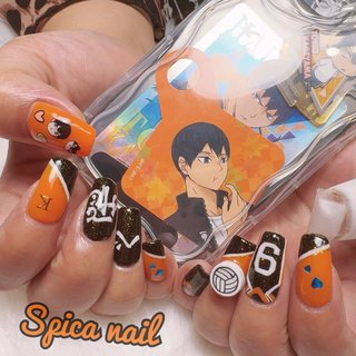 お客様nail💅🏻 

いつもありがとうございます😊🙏🏻



#ハイキューネイル #キャラクターネイル #痛ネイル #spica🦄nail #ハンド #痛ネイル #キラキラ #ミディアム #スクエアオフ #オレンジ #ブラック #ジェルネイル #お客様 #Spica_nail #ネイルブック
