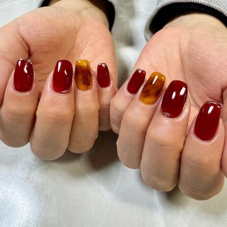 べっ甲/ボルドーのネイルデザイン｜ネイルブック 