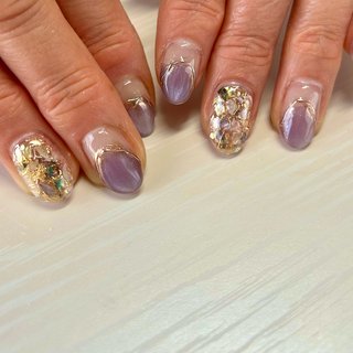 #フレンチ #ミラー #パープル #シェル #ハンド #ジェルネイル #お客様 #ジェイズネイル #ネイルブック