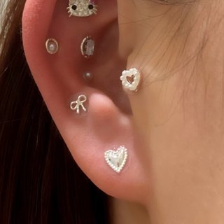 耳つぼジュエリー耳つぼステンレスリボンキラキラパールY2Kかわいい