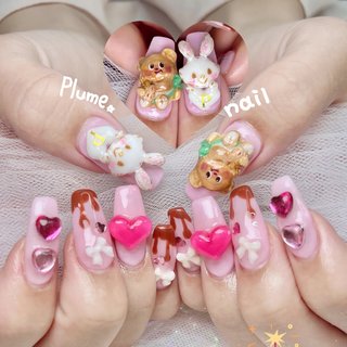 ちゅるんネイル ブラウンチェック ガーリー 量産型 秋ネイル 🩷🤍 #チェックネイル #チークネイル #ピンクネイル #ピンク