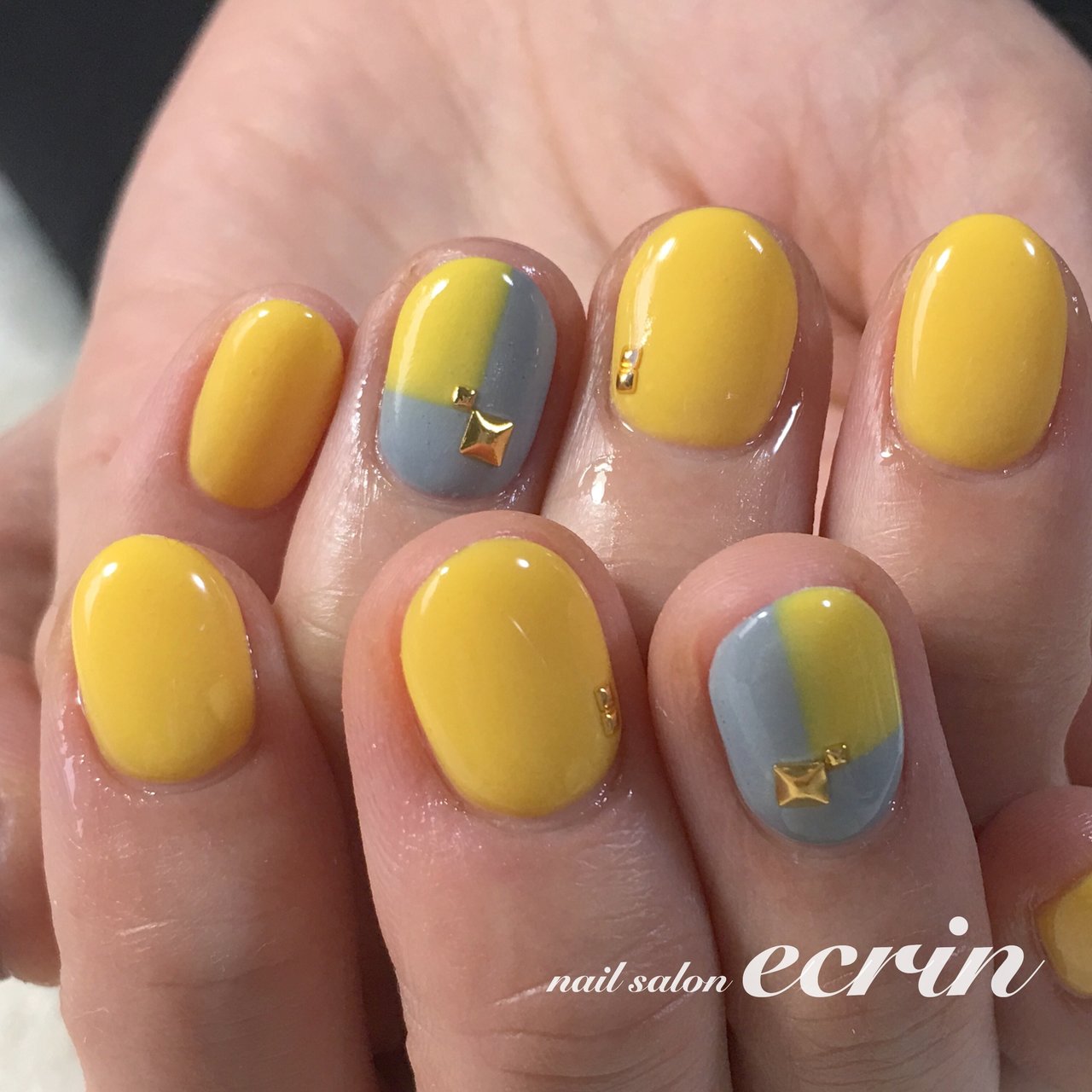 イエロー グレー Nail Ecrinのネイルデザイン No ネイルブック