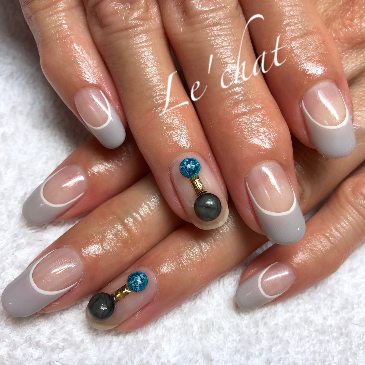 ハンド クリア グレー ジェルネイル お客様 Lechat のネイルデザイン No ネイルブック